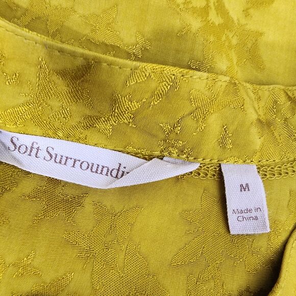 Soft Surrounding Top Blouse Women Medium Suranya Satin Gold Long Sleeve Jacquard - Picture 8 of 10